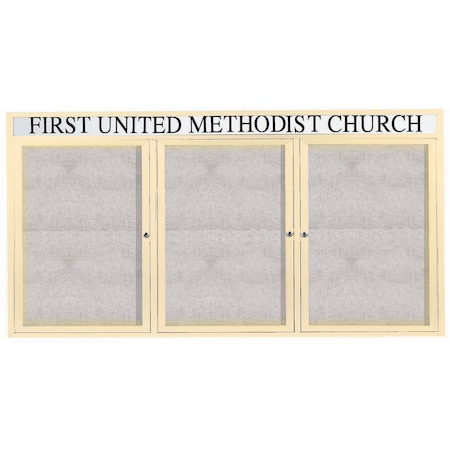 Aarco Illuminated Outdoor Enclosed Bulletin Board w/ Al Frame Header, Powder Coated Ivory, 36''Hx72''W ODCC3672-3RHIIV