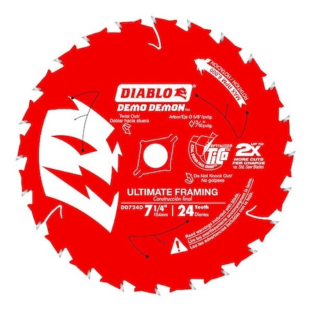 Diablo CircularSawBlade, Carbide, Dia:7.25" D0724DA
