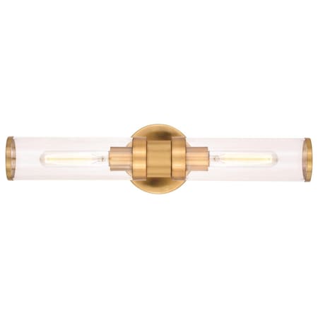 Perfecttwinkle 4.75 in. Levitt 2 Light Wall Light, Satin Brass PE3272289
