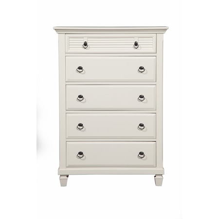 Homeroots 38" White Solid Wood Five Drawer Chest 524102