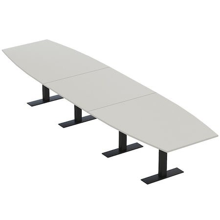 Skutchi Designs 16ft Boat Conference Table With Power | Harmony Series | 16 Person Meeting Room Table HAR-BOT-48X192-T.BK-U779-NA