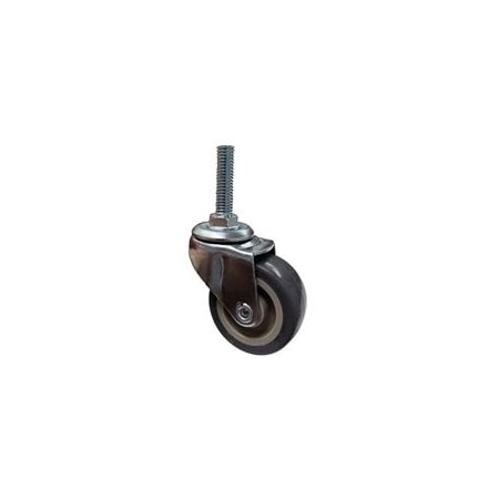 Casterhq 2'' Stem Caster, Non-Marking Thermo Rubber Wheel, Threaded Stem 3/8''-16 x 1-1/2'', 90 lbs Cap 01CS278TPR80-33