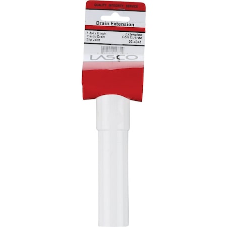 Westlake Pipe & Fittings 1-1/4'' ODx6'' L Wht Plastic Extension Tube 3/1/4341