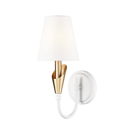 Z-Lite Claudelle 1-Light Wall Sconce, 5.75 in W x 14 in H, Textured White + Modern Gold 4014-1S-TW-MGLD