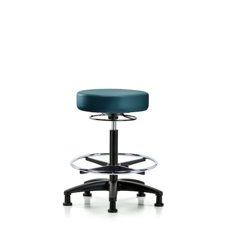 Blue Ridge Ergonomics Vinyl Stool, High Bench, Foot Ring, Glides, Royal BR-VHBSO-RG-CF-RG-8801