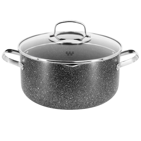 Korkmaz Galaksi Non Stick 10 Inch 6.5 Liter Casserole with Lid in Black A2952