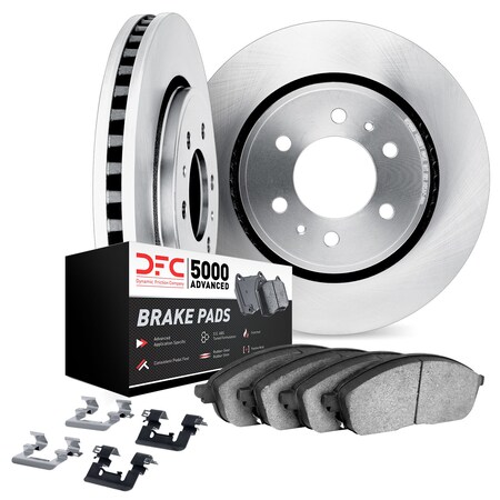 Dynamic Friction Co DFC Brake Rotor with 5000 Brake Pads and Hardware Kit 6512-42208