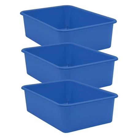 Roomfactory Plastic Storage Bin, Blue, Large, 3PK RO1730832