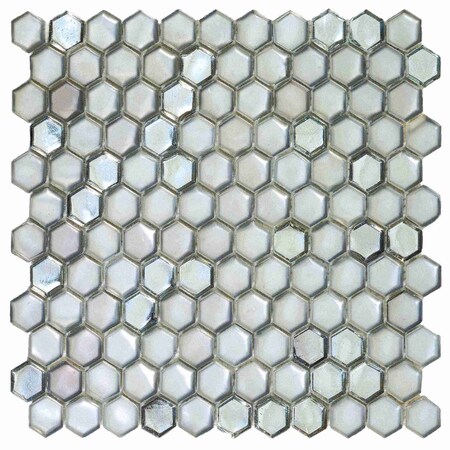 Apollo Tile Silver 10.8 in x 11.5 in Glass Glossy, Matte Floor and Wall Mosaic Tile 8.63 sqft/case, 10PK APLAHX8801A