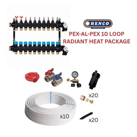 Henco Infloor radiant heating set - PEX-AL-PEX + composite manifold - 2560 - 2850 sqft 806371