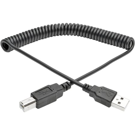 Tripp Lite Hi-Speed USB 2.0 to USB B Cable Coiled USB A-B M/M 10FT 10ft U022-010-COIL