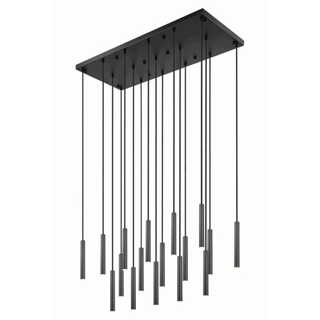 Z-Lite Forest 17 Light Linear Chandelier, Matte Black, 42 In W 919MP12-17L-MB-LED