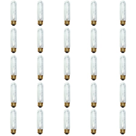 Bulbrite Incandescent Dimmable 40W Tubular T10 Light Bulbs, Medium E26 Screw Base, 2700K, 25PK 861039