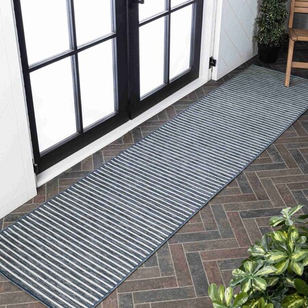 Jonathan Y Damon Classic Coastal Pinstripe Reversible Machine-Washable Navy/Cream 2 ft. x 8 ft. Runner Rug SVH102A-28