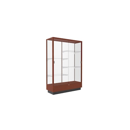 Ghent Heritage Wood Display Case, Caramel Hardwood, White Back, 70''H x 48''W x 18''D 891M-WB-K