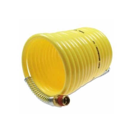 Coilhose Pneumatics Nylon Self-Storing Air Hoses, 3/8 in I.D., 50 ft, Swivel Fittings 166-N38-50B