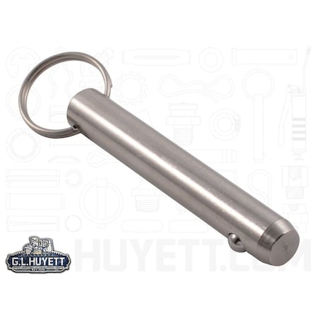 Huyett Detent Pin, 300 Stainless Steel, 0.625 in Dia x 3.000 in Effective Length x 0.630 in Hole Dia DTPS-0625-3000