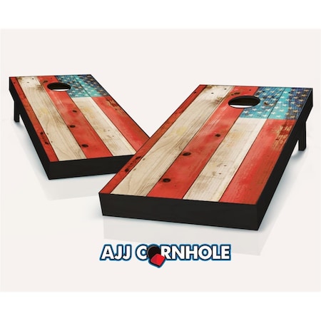 Mkf Collection By Mia K. Farrow AJJCornhole Distressed American Flag Cornhole Set with Bags - 8 x 24 x 48 in. 107-DistressedAmericanFlag