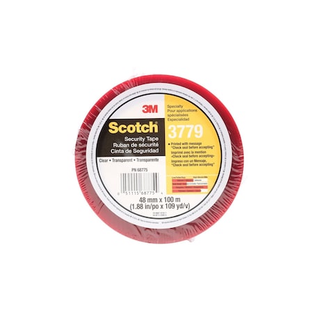 Scotch Carton Sealing Tape, 1.9 mil Thick, 2 in W x 100 m L, 3 in Core Dia., Clear 3779