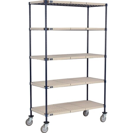 Global Industrial Nexel 5 Shelf Truck, Nexelite, 48"W x 18"D x 80"H, Polyurethane Swivel Casters B3157081