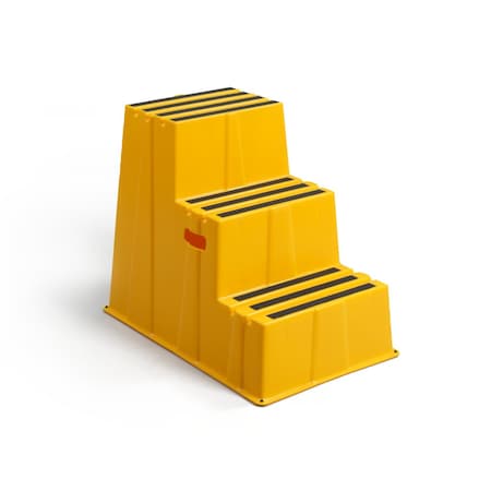 4Dock Polyethylene Step Stool - 3 Steps, 500 lbs Load Capacity, 29.1 in Overall Height, PE, Yellow ST003