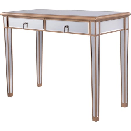 Elegant Decor 2 Drawers Dressing Table Gold Paint - Hand Rubbed, Antique Gold - 42 x 18 x 31 in. MF6-1106G