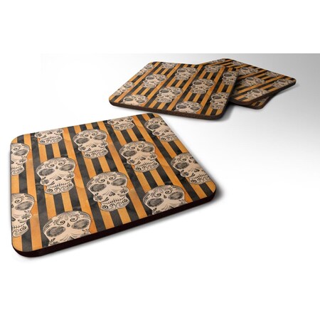 Carolines Treasures Watecolor Halloween Day of the Dead Head Foam Coaster, Set of 4 BB7527FC