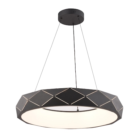 Vaxcel Carmen 1-Light LED Chandelier, Textured Black, Selectable CCT, 23.75-In. Wide H0330