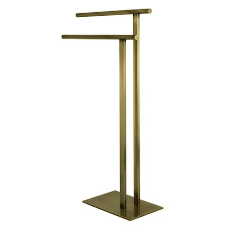 Kingston Brass 32-7/16" Freestanding Pedestal 2-Tier L-Shape Towel Rack, Antique Brass SCC6033