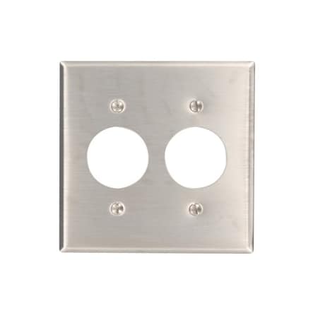 Leviton Receptacle Wallplate, Standard Size, Gang 2, Stainless Steel 84052-40