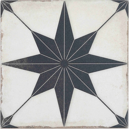 Apollo Tile Faenza 8x8 White Black Porcelain Square Motif Wall and Floor Tile (6.46 sq ft/case), 15PK APLCEL88BLKCOM