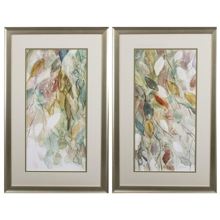 Homeroots Set of Two Blue Leaves Framed Art, 2PK 472105