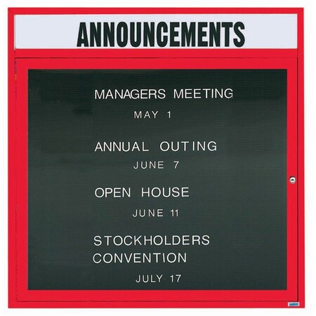 Aarco Illuminated Outdoor Enclosed Directory w/ Al Frame Header, Powder Coated Red, 36''Hx36''W OADC3636HIR