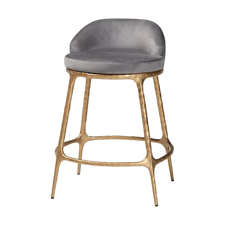 Baxton Studio Aarush Counter Stool with Hand-Forged Metal Frame 270-14728-ZORO