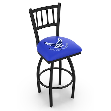 Holland Bar Stool Co 25" Blk Wrinkle U.S. Air Force Swivel Bar Stool, Jailhouse Back L01825AirFor