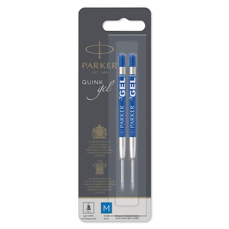 Parker Medium Gel Ball Pen Refill, Nib Blue, 2PK PA472048