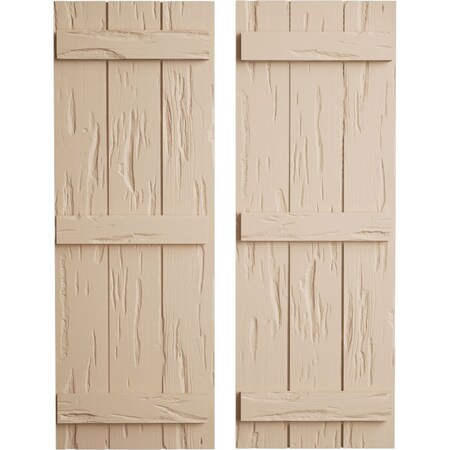 Ekena Millwork Rustic Three Board Joined Board-n-Batten Pecky Cypress Faux Wood Shutters, 16 1/2"W x 70"H SHUBJS16X70PCPR