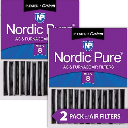 Nordic Pure 16x20x5 Plus Carbon Pleated Air Filter, High Capacity, MERV 8, 2 PK 16x20x5HPM8C-2