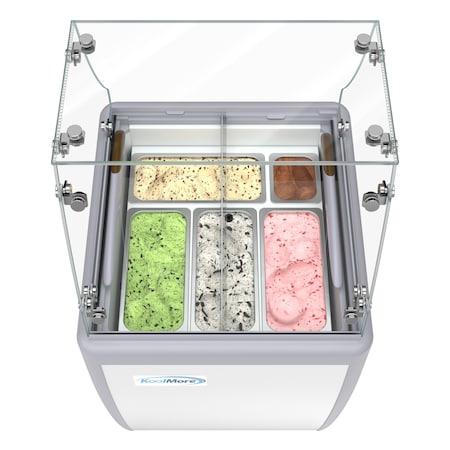 Koolmore 26 in. Gelato Dipping Cabinet Display Freezer with Sliding Glass Door and Sneeze Guard, 6 Cu. Ft. KM-GDC-26SD-FG