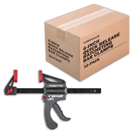Powertec 6 in. Bar Clamps / Spreaders, Trigger Clamps, One-Handed Ratchet Quick Grip Clamps, 32PK 71593-Case8N