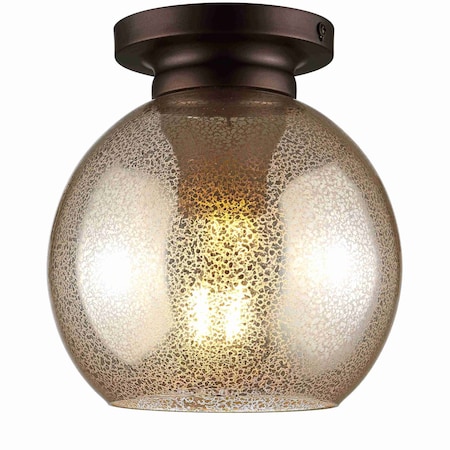 Jonathan Y Atlas 7.75" Metal/Glass LED Flush Mount, Mercury Silver/Oil Rubbed Bronze JYL7443B