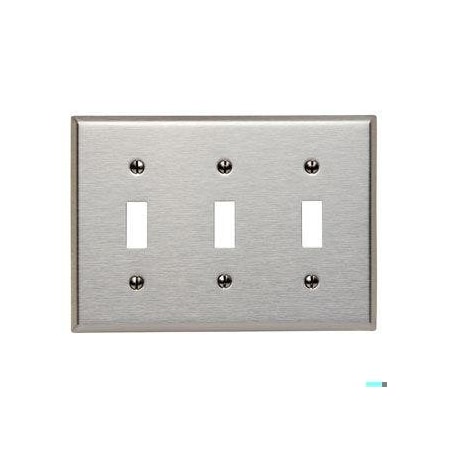 Leviton Toggle Switch Wall Plate, Number of Gangs: 3 Stainless Steel, Silver 84111-40