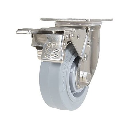 Vestil Thermoplastic Rubber Swivel With Total Brake Caster 5 In. Diameter x 2 In. Width 500 lb Gray CST-E-SS-5X2TPR-SWTB