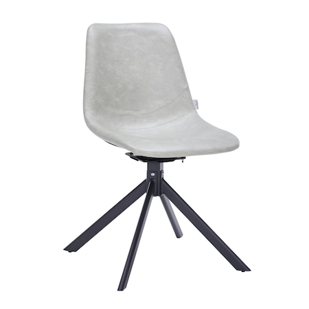 Leisuremod Markley Modern Leather Swival Dining Chair With Metal Legs in Light Grey MSCBL-18-LGR