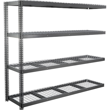 Global Industrial 4 Shelf, Standard Duty Boltless Shelving Add On, 96"W x 24"D x 84"H, Wire Deck 784135GY