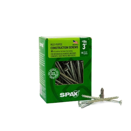 Spax #10 x 3 in Interior Wood Screws Construction Flat Head Phillips Square Unidrive, 72PK 4101010500754