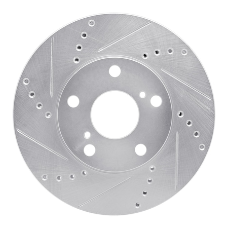 Dynamic Friction Co DFC Brake Rotor - Drilled and Slotted - Silver 631-76052L