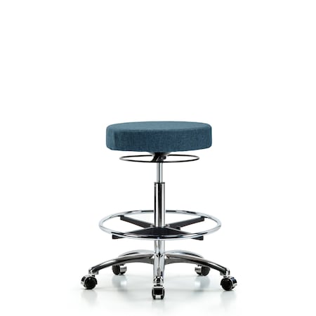 Blue Ridge Ergonomics Bench Stool, Hi, Fabric, Chrom, CF, Cstr, Blu BR-FHBSO-CR-CF-CC-F43