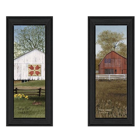 Homeroots Set Of Two Country Barns 3 Black Framed Print Wall Art, 2PK 405659