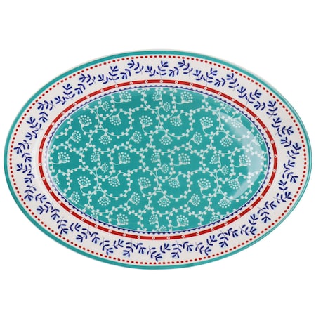 Gibson Home VIllage Vines 14 Inch Fine Ceramic Oval Platter in Multi 131536.01